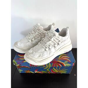 FARM RIO OFF WHITE PLATFORM SNEAKERS BEADED EMBROIDERED SIZE 41 US-11